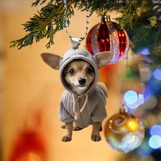 Hoodie Skull Acrylic Hanging Decoration Home Indoor Christmas Tree Car Rearview Mirror 2D Flat Dog Cat Hanging Ornament Cartoon Animal Pendant