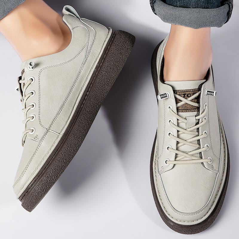 Брендовые мужские повседневные новые туфли из натуральной кожи, нескользящие спортивные туфли-оксфорды, модные удобные кроссовки на плоской подошве, нескользящие повседневные прогулочные туфли