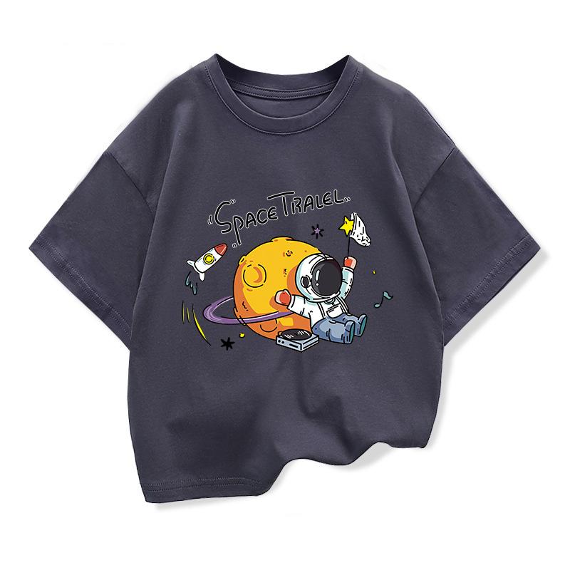 2025 New Kids Clothing Spaceman Travel Graphic Summer T-Shirt Boy And Girl Fashion Tops Teen Boys Loose Short Sleeve Tee