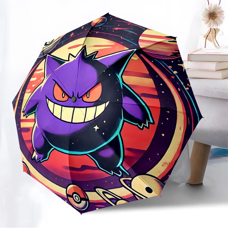 1 шт. Автоматический складной зонт Gengar Galaxy - Компактная конструкция с 8 спицами, Прочный пластик и железо, Легкий для ежедневного использования на улице, a0929192