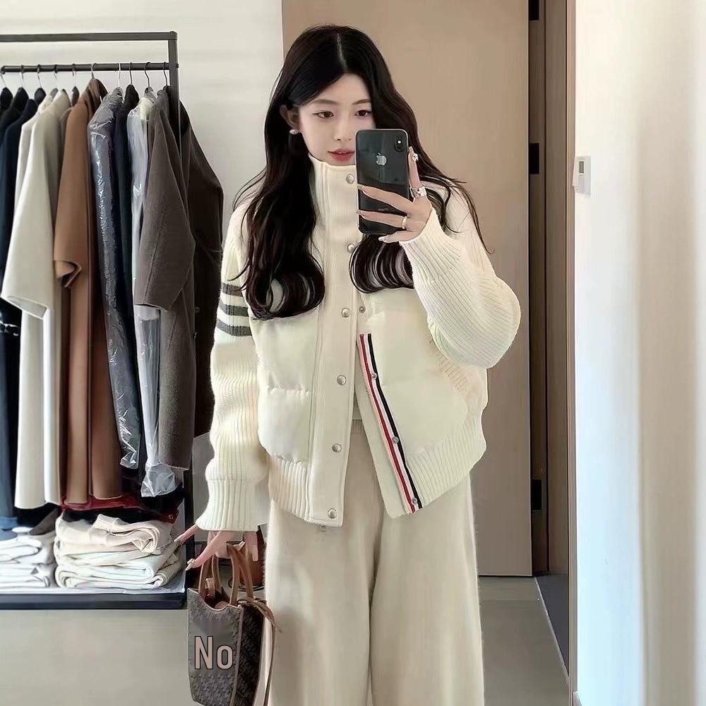 Женская зимняя трикотажная куртка из шенилла и хлопка премиум-класса со стойкой