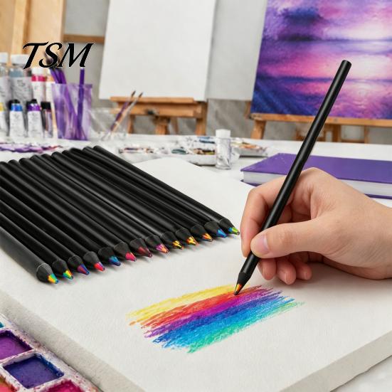 Pencils for Toddlers 12PCS Rainbow Colored Pencils, with Black Wood Barrel And Durable Drawing Lead Core, Art Training Sketching Kids Supplies