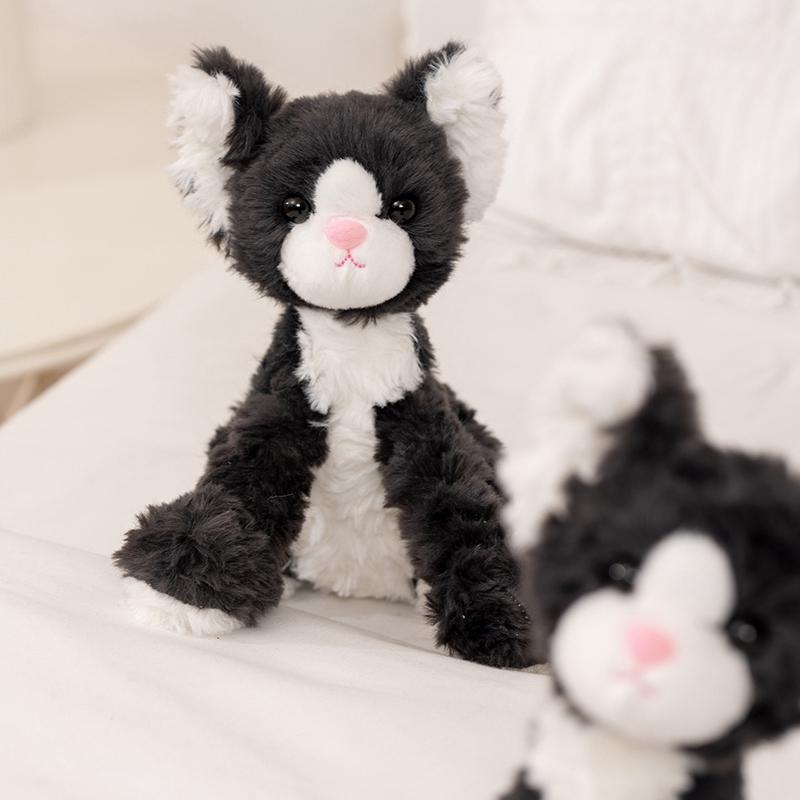 Latest Healing Sitting Black German Cat Dolls Kawaii Stuffed Plush Toy Long Hair Doll Cartoon Anime Cute Kids Birthday Gift Doll