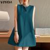 VONDA Летние женские короткие платья с круглым вырезом без рукавов