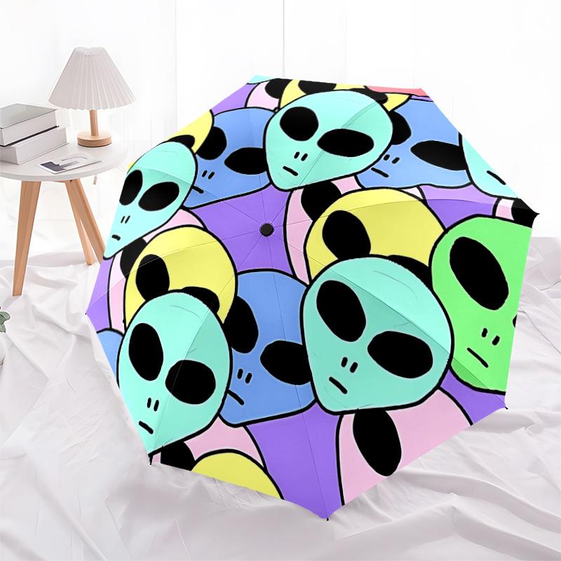 1pc Alien Heads Automatic Umbrella Durable Iron Frame & Plastic Handle, Gift for Men & Women, Sturdy Construction yy250905196