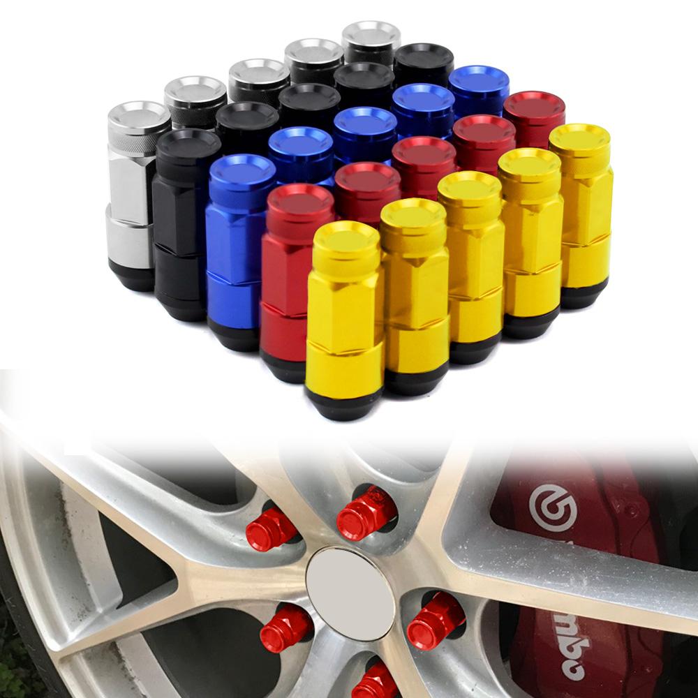 20pcs Car Wheel Lug Nuts Extended Tuner Aluminum Racing Modification Lug Nuts Steel Wheel Nuts M12x1.5 M12x1.25 Car Accessories