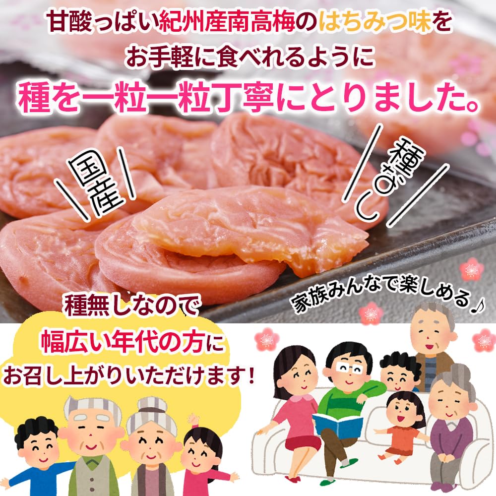 Reefcoco Kishu-Style Mild Dried Ume with Honey Pitted Ume 500g Stand-up Bag Wholesale Nanko Ume Pickled Plum Ume Sweets Ume Confectionery