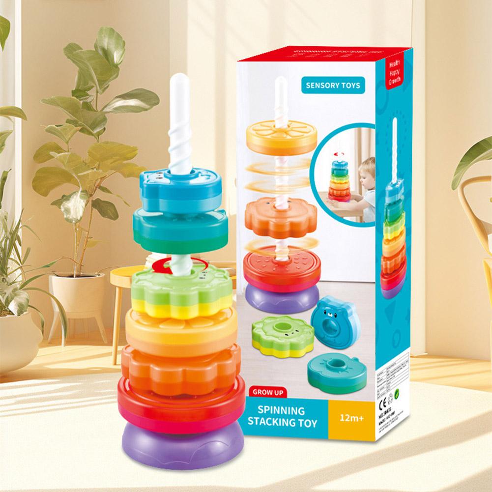 Радужная вращающаяся башня Монтессори-игрушка, вращающиеся игрушки для детей, подарок на день рождения