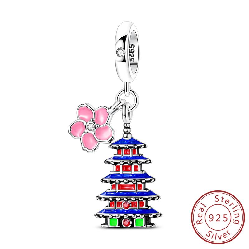 Оригинальные медные шармы-бусины Париж Эйфелева башня Церковь Подвеска Подходит для браслета Бангла Подвеска Женские DIY Ювелирные изделия Подарок