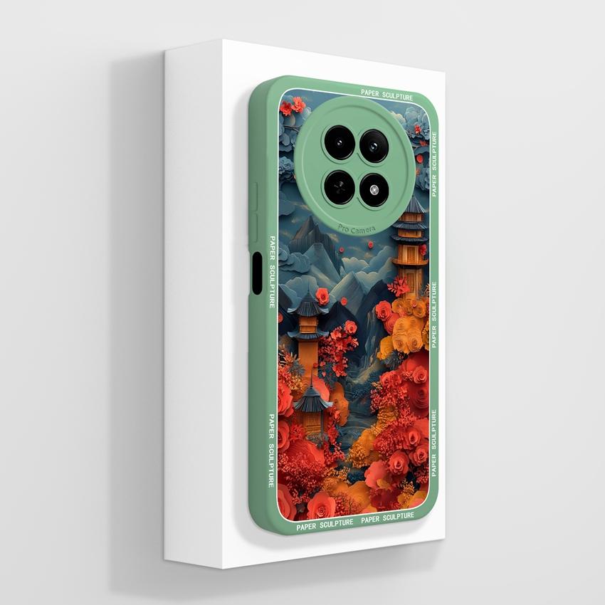 Чехол для Oppo Realme 12 13 14 P1 P2 Pro 14T 12X Сумки для телефона Милые узоры с медвежьими лапками Жидкий силикон Улучшенный пыленепроницаемый защитный чехол для корпуса Oppo