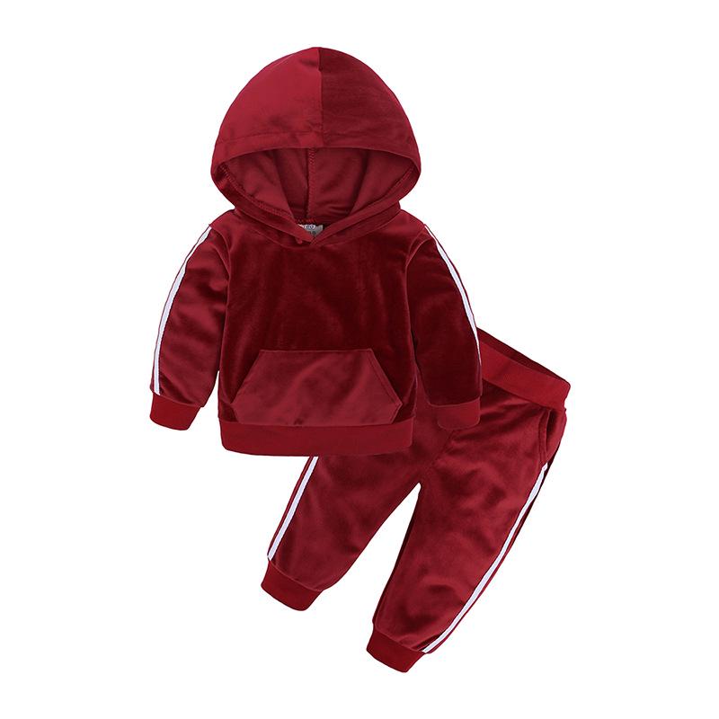 Velvet Hooded Girls Baby Boys Clothing Set Kids Jacket Coat Pants Suit For Sports Suits Tracksuits Toddler Unisex Children Clothes Set
