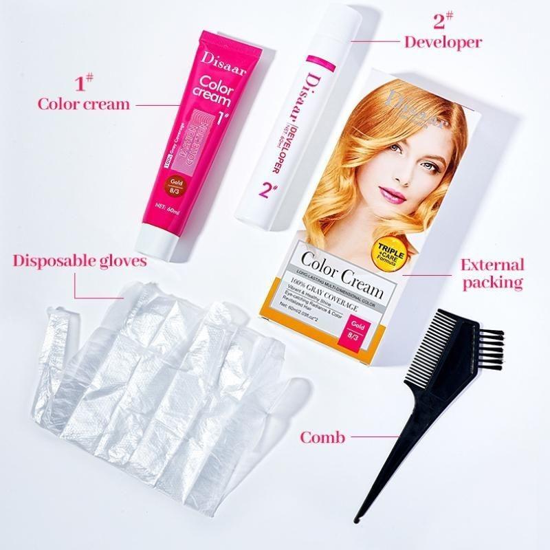 Двойной многоцветный крем для волос, меняющий цвет, который не выцветает, прост в использовании в домашних условиях и не повреждает краску для волос