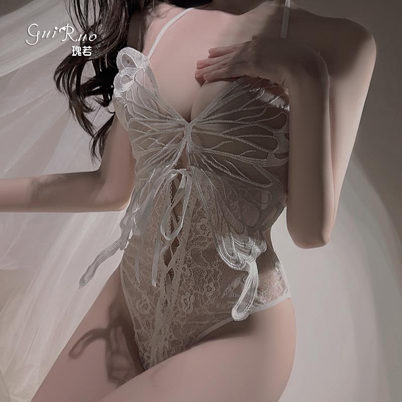 Women's Butterfly Sheer Comfy Bodysuit Costume Set