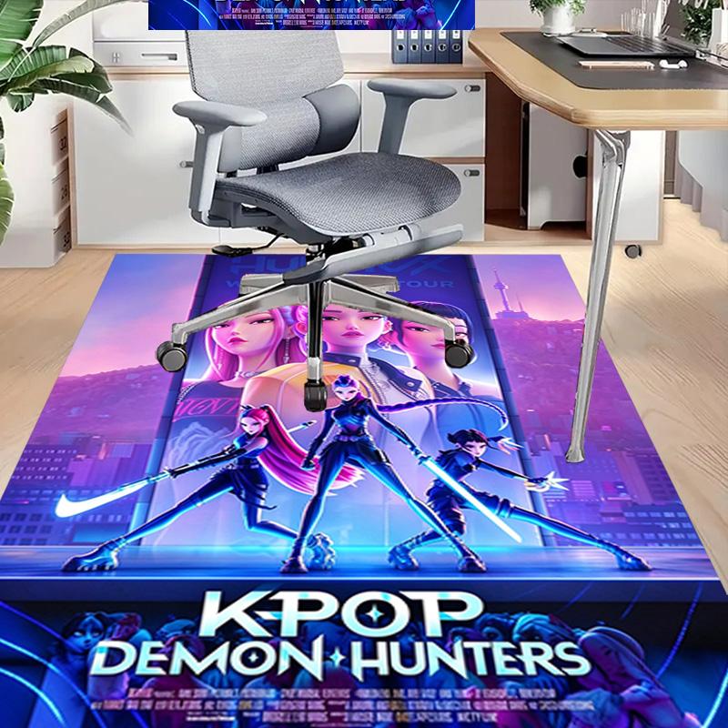Ковер Kpop Demon Hunters для игровой комнаты, спальни, гостиной, дивана, домашнего декора, детский игровой коврик, нескользящий коврик для пола