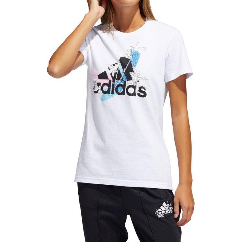 adidas Футболка с логотипом, дышащая, с круглым вырезом и коротким рукавом, женская, белая GN9151