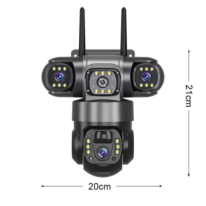 4G Камера видеонаблюдения на солнечной батарее с тремя объективами и видом с трех экранов