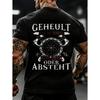 Black T Shirt with German Text And Viking Symbol Print for Gym And Fitness