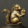 Lucky Wealth Brass Squirrel Holds Pine Nut Car Keychain Pendant Ornament Brass Squirrel Ornament Crafts Sculpture Landscaping