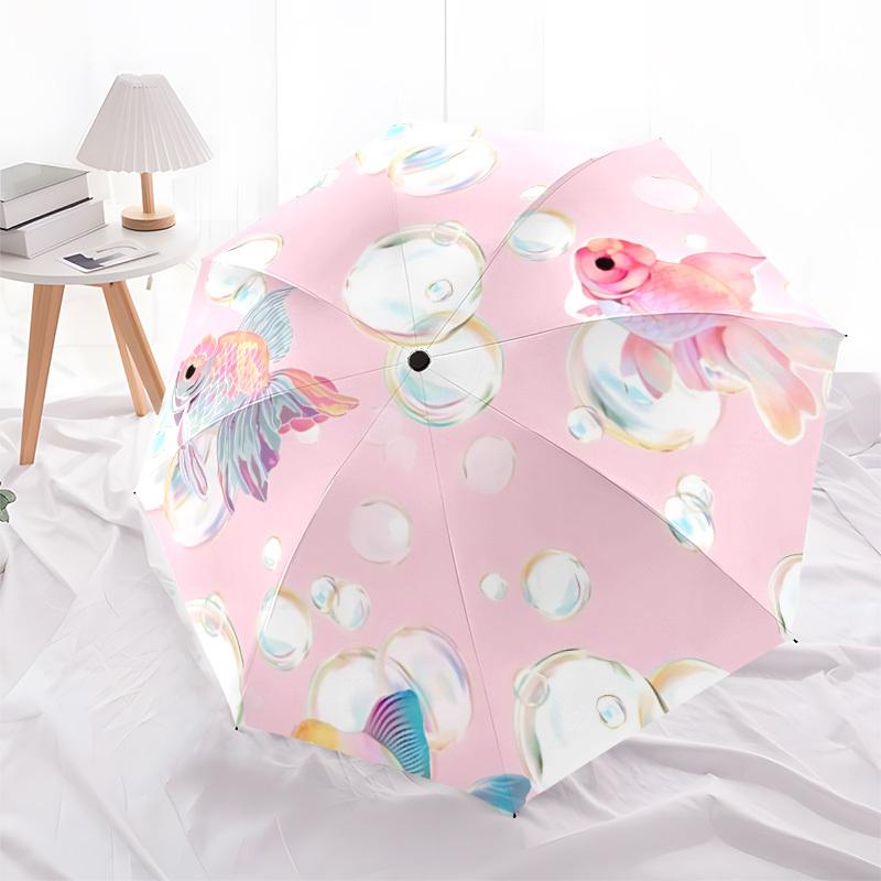 1pc Goldfish Bubbles Automatic Opening/Closing Folding Umbrella with 8 Ribs, Portable Sunshade Umbrella Birthday and Holidays gifts yy250105105