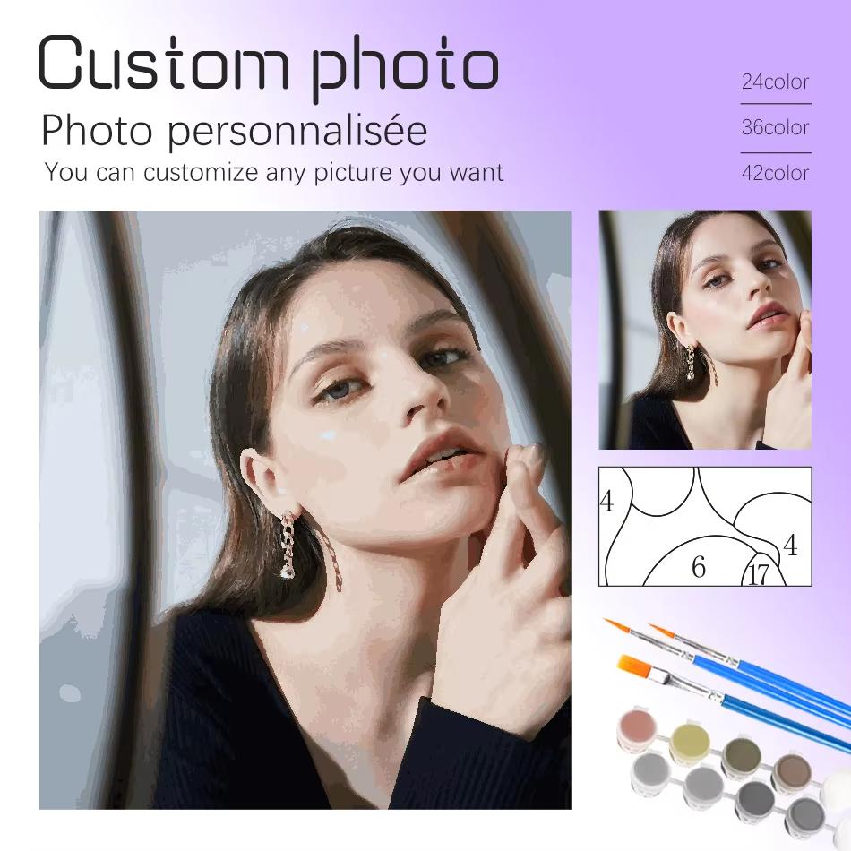 Large Size PhotoCustom Modern Painting By Numbers Handpainted Photo Custom By Numbers Wall Decors Diy Gift Adults Crafts Family Portraits