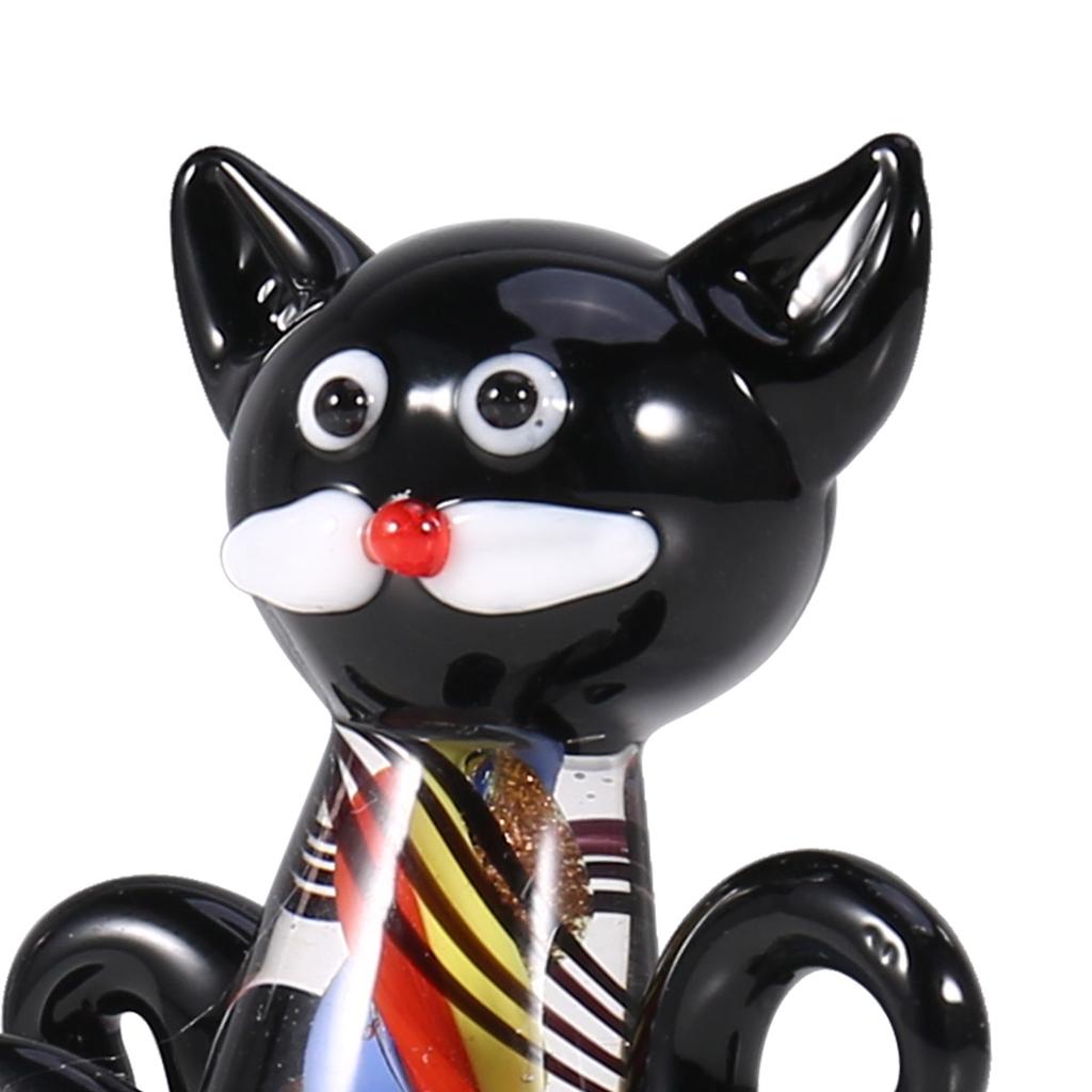 Черный котенок, мини-симпатичная фигурка кота, стеклянная статуя животного, орнамент, фигурка кота из дутого стекла ручной работы