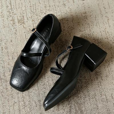 Женские туфли Marie Janes на высоком каблуке с квадратным носком 2025 года, новые элегантные туфли-лодочки в стиле Лолита на толстом каблуке, модное платье Zapatillas Mujer