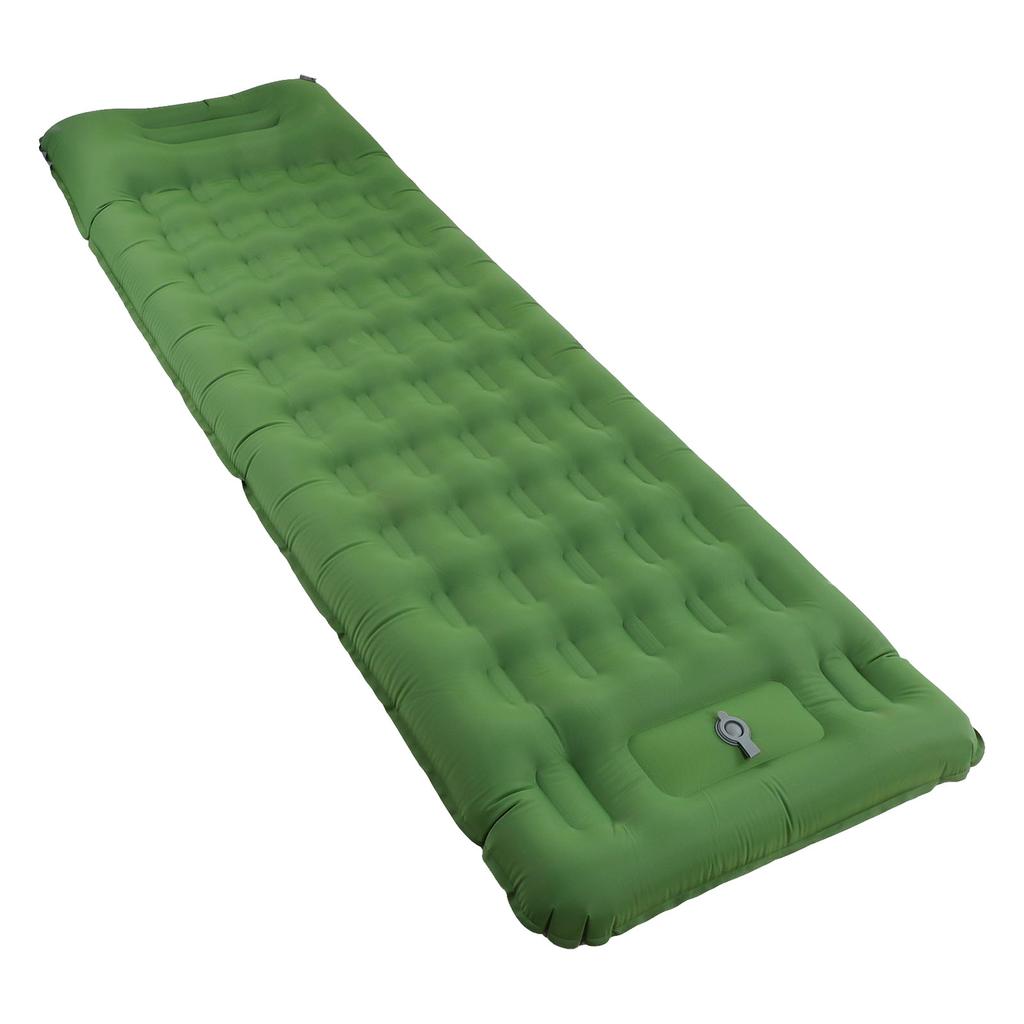 Inflatable Camping Mat Olive Green Waterproof Ergonomic 60s Foot Inflation Anti Leakage Camping