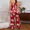 Большие размеры женские новые однотонные принтованные брюки-халтер комплект из двух частей пижамы