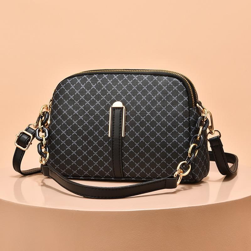 Популярная маленькая сумка, новая женская сумка через плечо с принтом, мягкая кожаная двухслойная сумка через плечо большой емкости