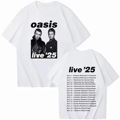 Новое поступление Oasis Live 25 Tour Футболка с коротким рукавом с круглым вырезом Y2k Мужская одежда Новинка Топы и футболки Мужская футболка Ropa Hombre 70236