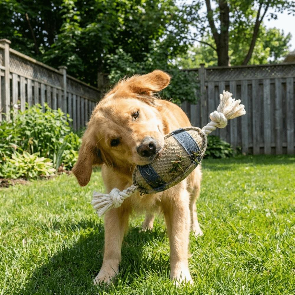 Rugby Shaped Dog Chew Toy Interactive Dog Teething Toys Pet Knot Toy  Dental Health Care