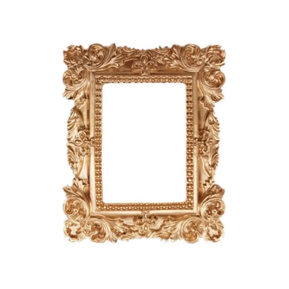 Golden Retro Photo Frame Decorative European Victorian Style Jewelry Decor Pictures Frames Home Ornaments Photography Background