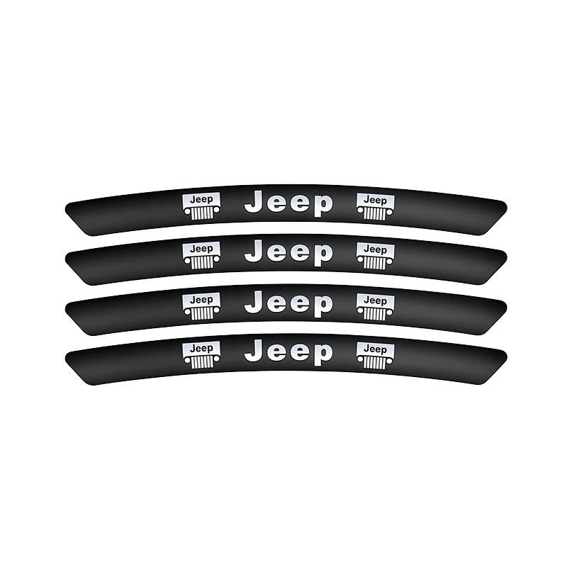 4PCS Aluminum Car Rim Stickers For Jeep Wrangler JK JL Renegade Compass Grand Cherokee Gladiator - Wheel Hub Edge Protector ALR1