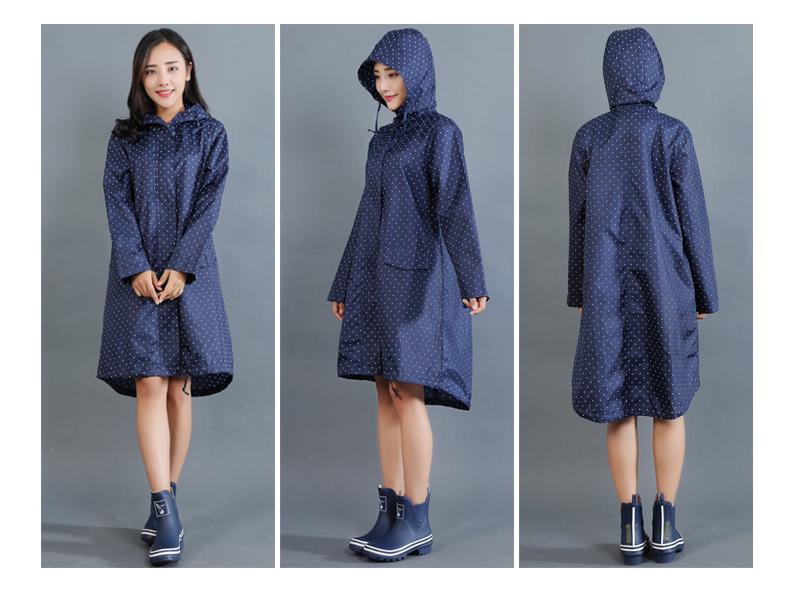 Women's Long-Length Cute Raincoat - Lightweight, Waterproof, Breathable Poncho for Hiking and Japanese Fashion Style.