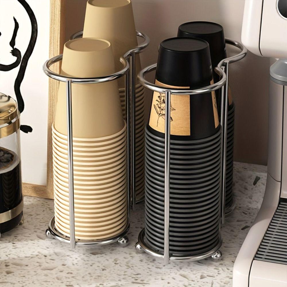Multifunctional Paper Cup Holder Stainless Steel Paper Cup Organizer Office