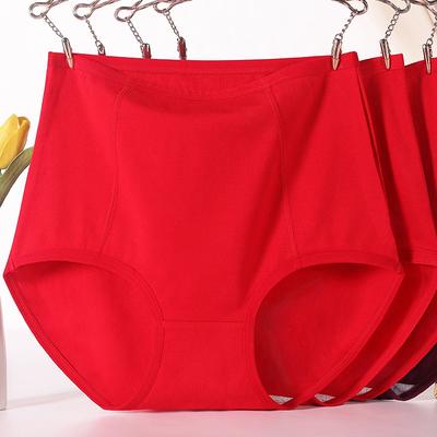 Женские трусики с высокой талией красного цвета для женщин среднего возраста и пожилых людей, большие размеры