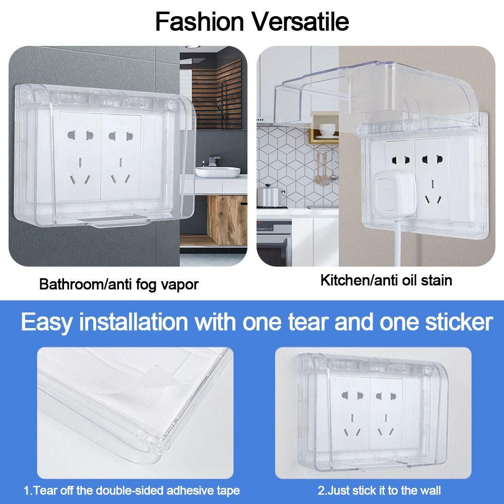 Plastic Socket Waterproof Box Self-Adhesive Electric Plug Cover Protection Socket Wall
