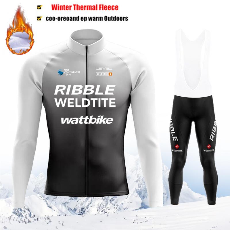 Thermal Fleece Bike Jersey + Bib Pants, Long Sleeve Cycling Clothing Sets Man Black Cycling Clothing 2026 Winter Fleece Warm Cycling Suit Set