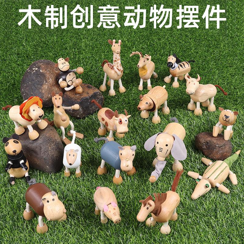Деревянная кукла-животное Маленькое животное Игрушка из массива дерева Украшение Симуляция Лес Ферма Маленькое животное Обучающая познавательная игрушка