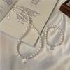 S925 Sterling Silver Freshwater Pearl Retro Handmade Good Luck Necklace & Bracelet Set - Fashionable Simple Clavicle Chain