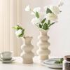 2pcs Modern Decorative White Ceramic Vases for Home Decor, Abstract Minimalist Vase for Pampas Grass, Boho Flower Vase, Aesthetic Cream Vase