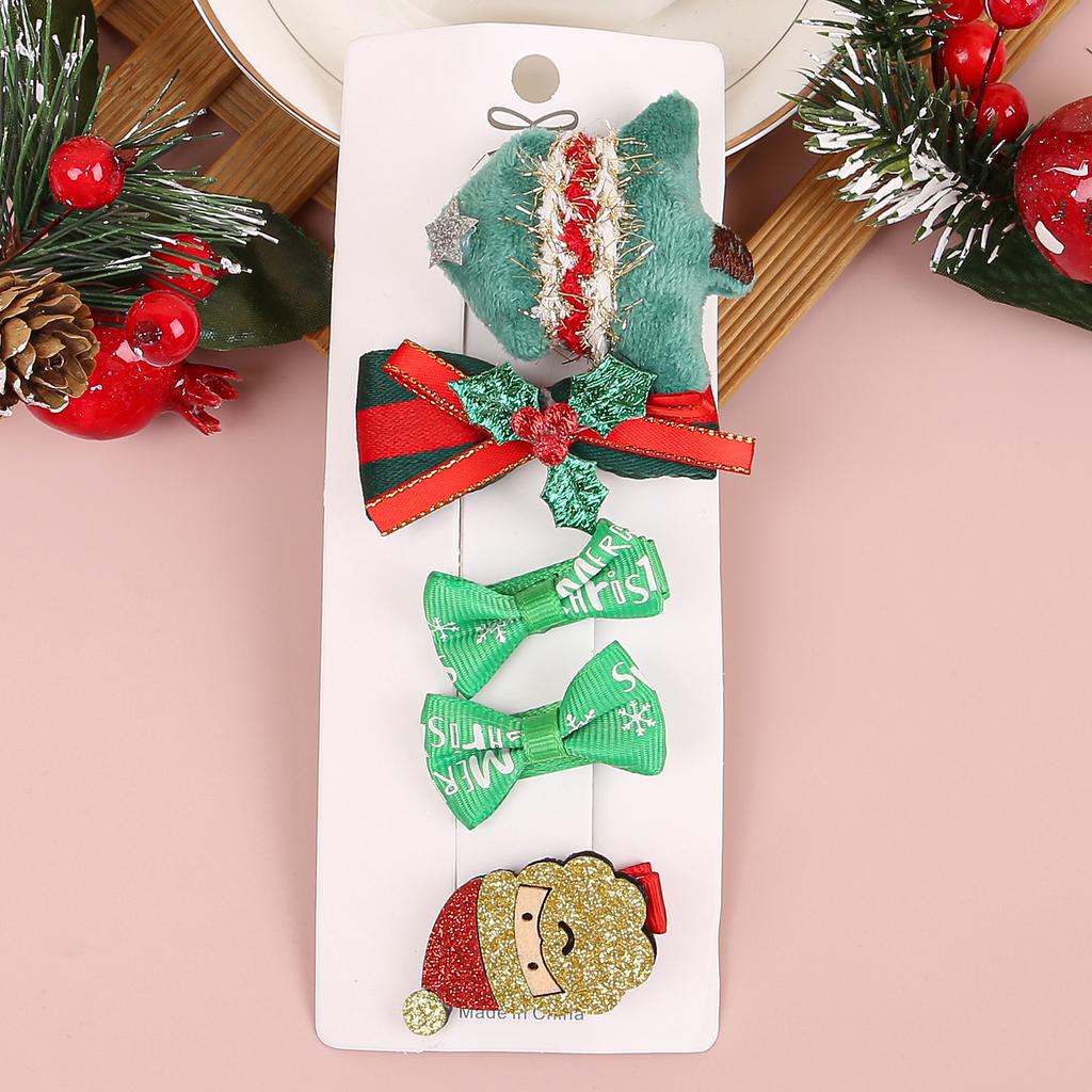 5 шт./набор Детские рождественские заколки для волос Лось Снежинка Заколки Детские заколки-банты для волос Заколки-клипсы Рождественские аксессуары для волос