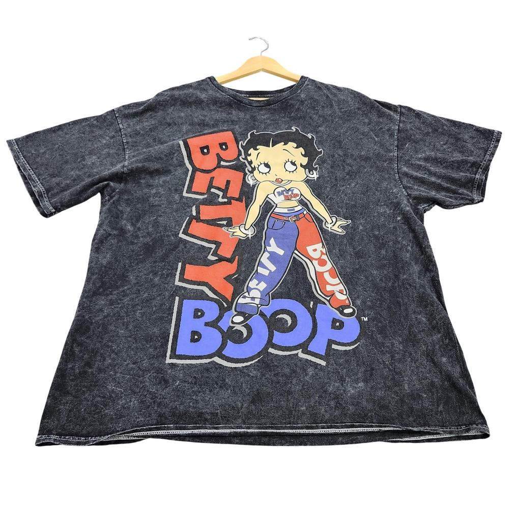Betty Boop Shirt Mens XL Black Betty Boop Graphic Tee Acid Wash Cartoon Unisex T-Shirt