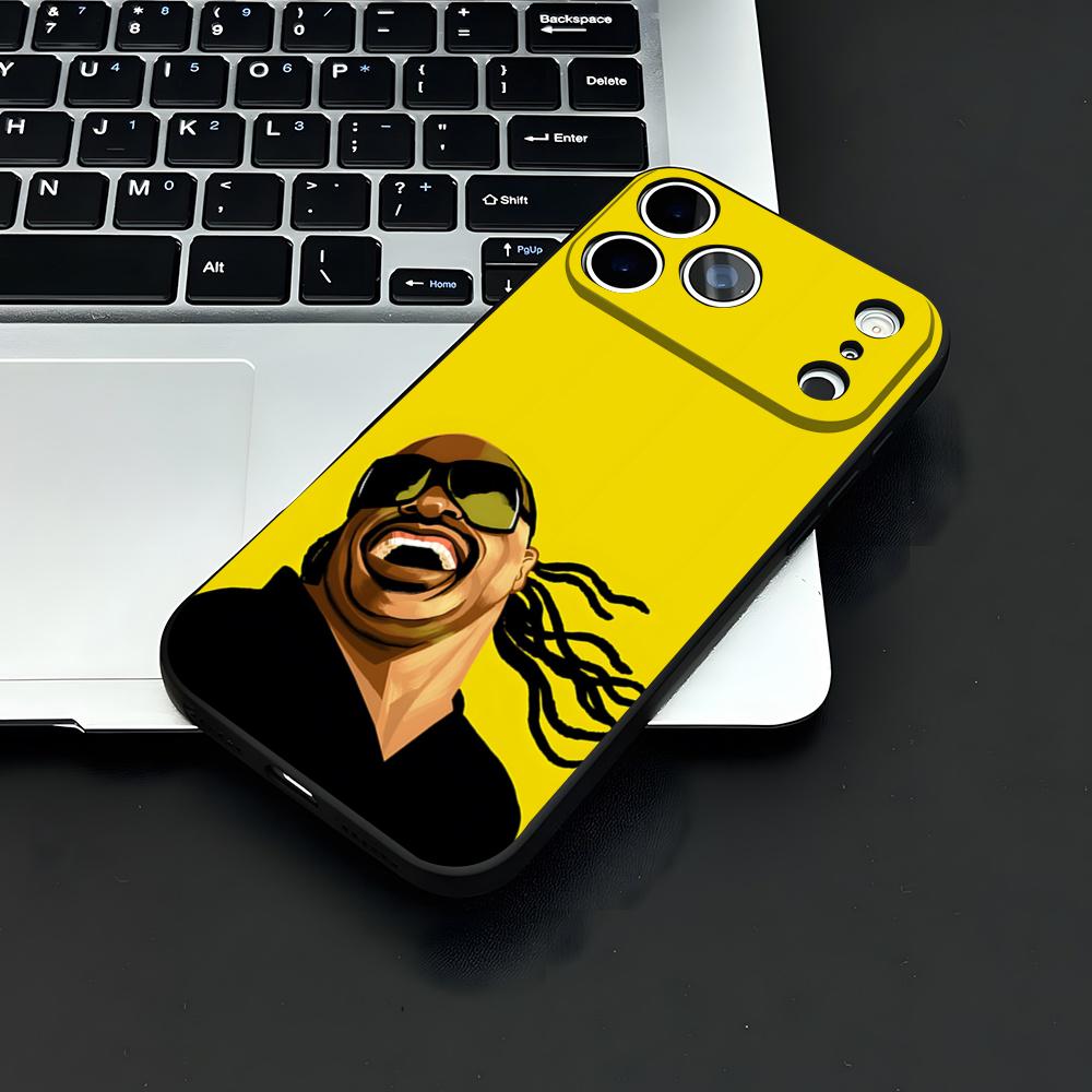S-Stevie Wonder Phone Case For IPhone 17 Air 16 E Pro Max 15 14 13 Mini 12 Pro 11 Max Plus Black Soft Shell