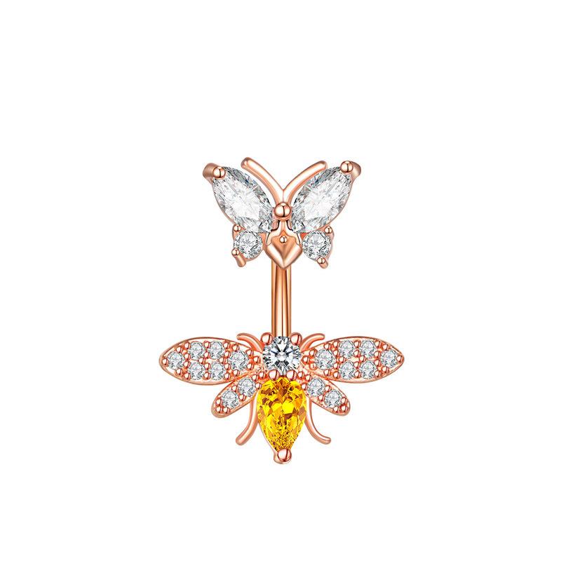 Легкая роскошная бабочка, вермикулит, кольцо для пупка, цветы, круглый торт, пупок, гвоздь, пирсинг, пряжка для пупка