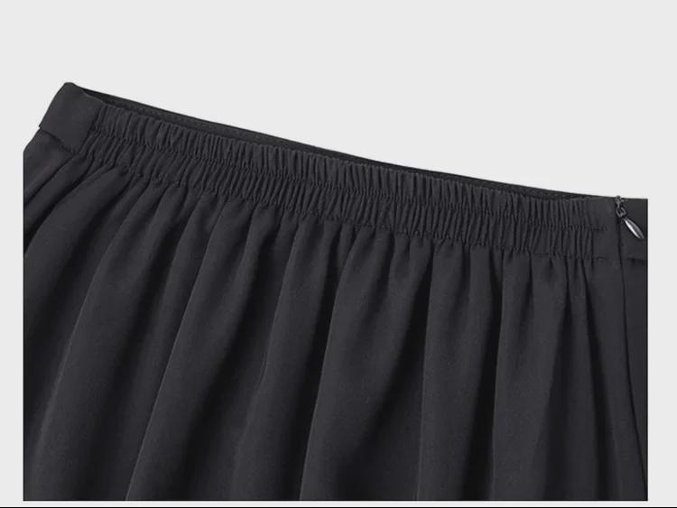 Черная юбка-рыбий хвост А-силуэта с высокой талией - весна, размер плюс, прикрывает живот, утягивает