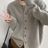 Ленивая верхняя одежда с вязаным свитером, женский весенне-осенний вязаный кардиган с круглым вырезом и длинными рукавами, женский топ