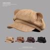 New Cute Little Bear Ear Hat Women's Suede Octagonal Hat  Looks Good On The Face In Autumn and Winter  Small and Versatile Beret Trend