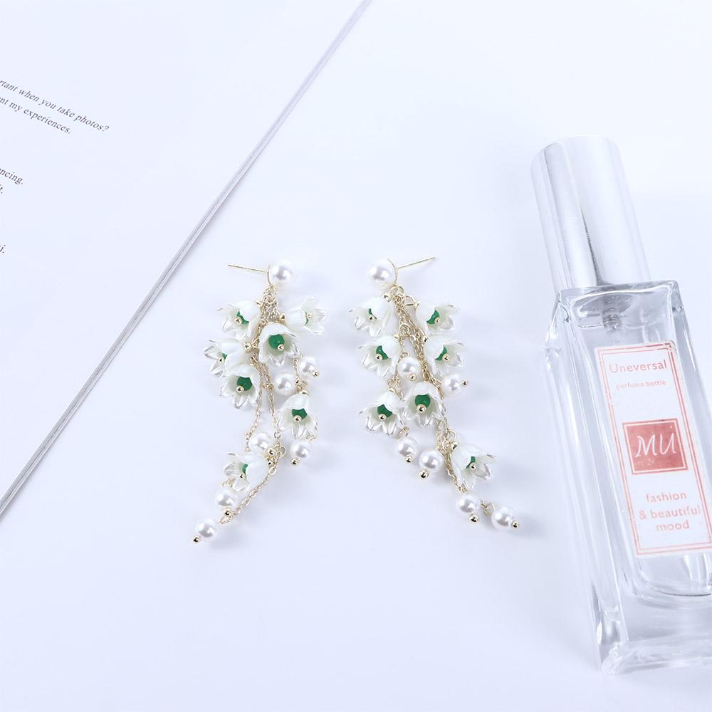 Tassel Sweet Flower Lovely Pearl Earrings Female Earrings Dangle Earrings Korean Style Ear Drop