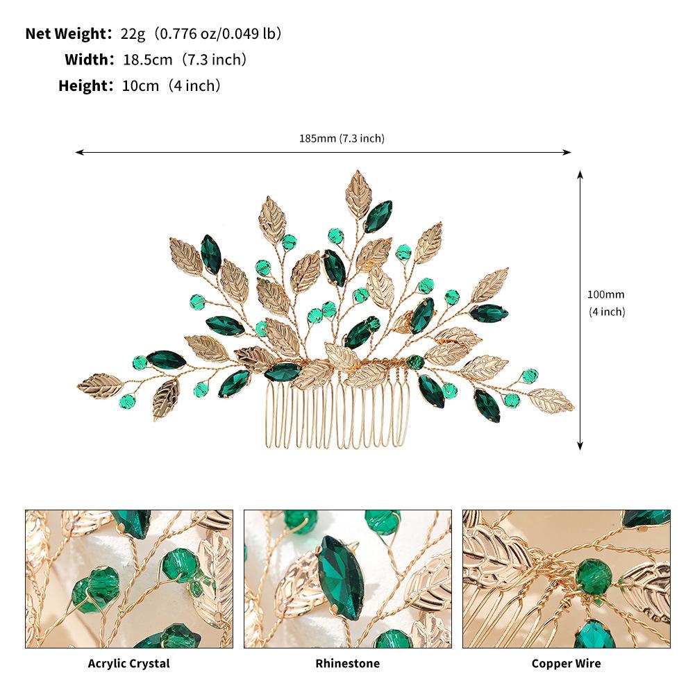 New Chinese Style Xiuhe Bridal Headdress Leaf Rhinestone Hair Comb Pin High-end Hair Accessories Hairpin Comb Set